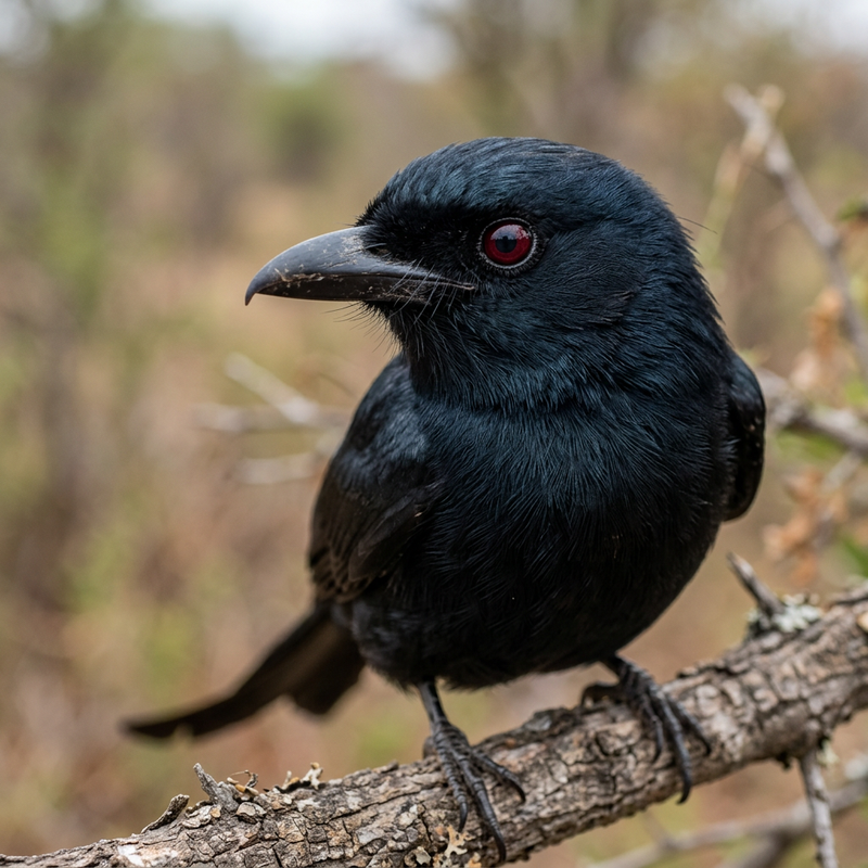 Gabelschwanzdrongo (Dicrurus adsimilis), KI-Illustration