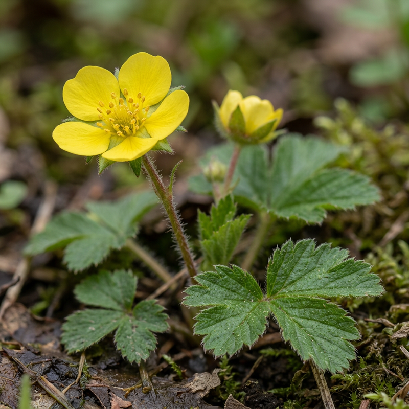 Golderdbeere (Waldsteinia geoides), KI-Illustration