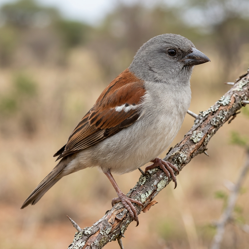 Graukopf-Sperling (Passer diffusus), KI-Illustration