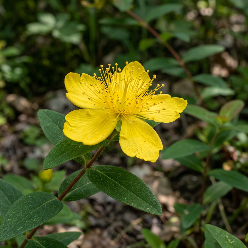 Großkelchiges Johanniskraut (Hypericum calycinum), KI-Illustration