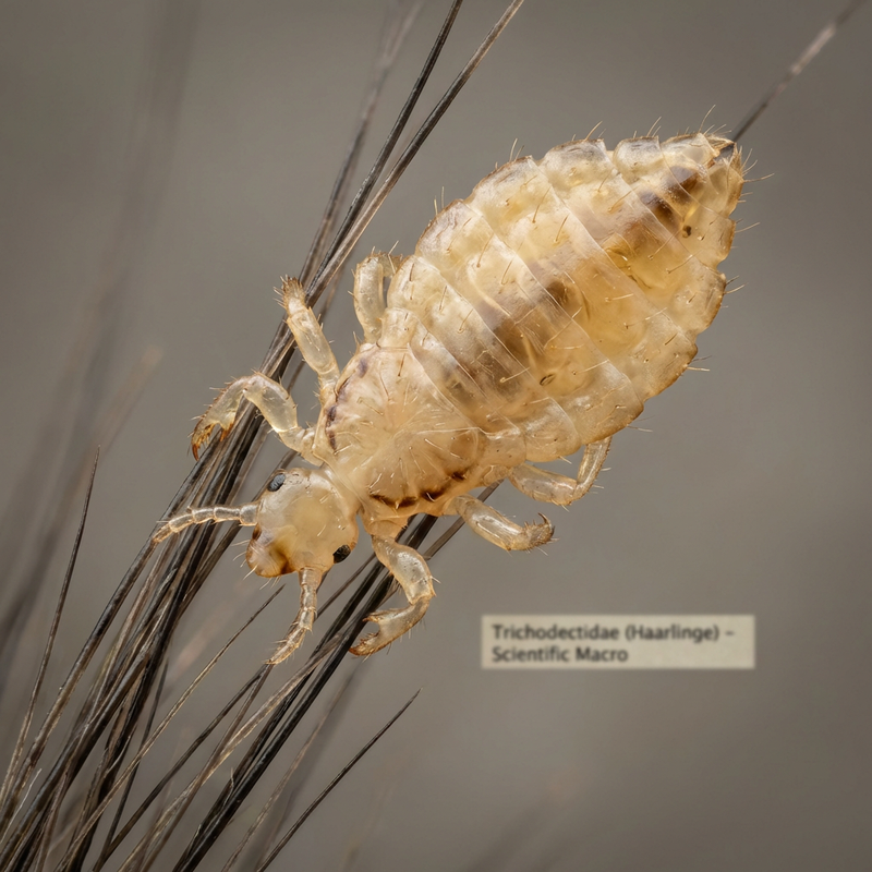 Haarlinge (Trichodectidae), KI-Illustration
