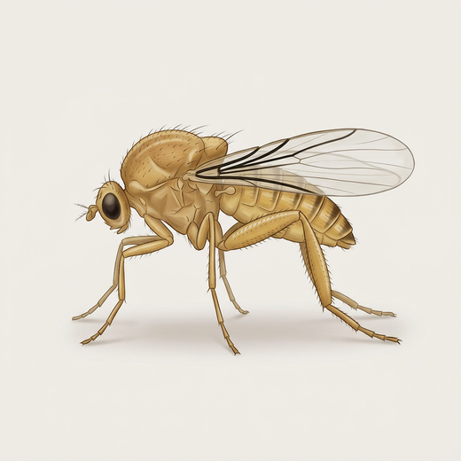 Buckelfliege (Phoridae) von der Seite mit gewölbtem Brustabschnitt