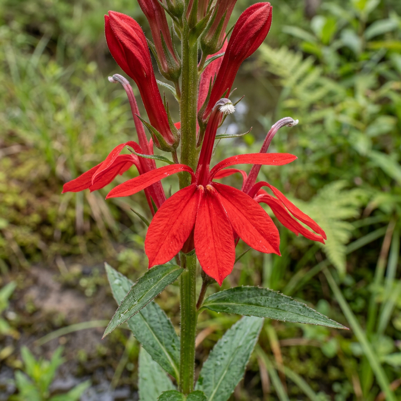 Kardinals-Lobelie (Lobelia cardinalis), KI-Illustration