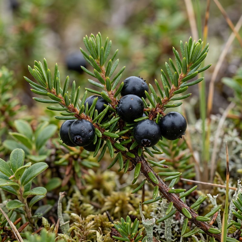 Krähenbeere (Empetrum nigrum), KI-Illustration