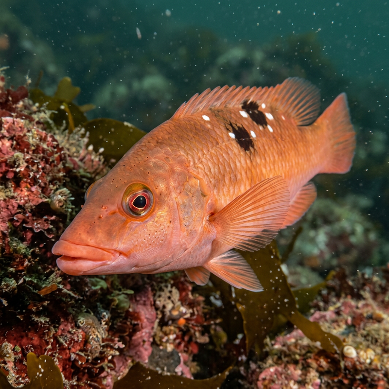 Kuckuckslippfisch (Weibchen) (Labrus mixtus), KI-Illustration