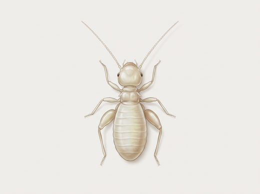 Staublaus (Liposcelis) von oben
