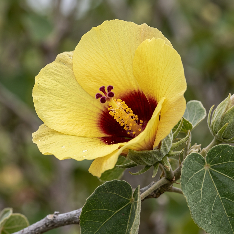 Lindenblättriger Eibisch (Hibiscus tiliaceus), KI-Illustration