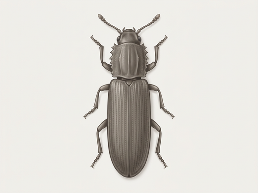 Getreideplattkäfer (Oryzaephilus surinamensis) von oben