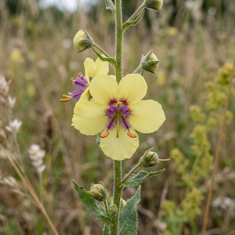 Motten-Königskerze (Verbascum blattaria), KI-Illustration