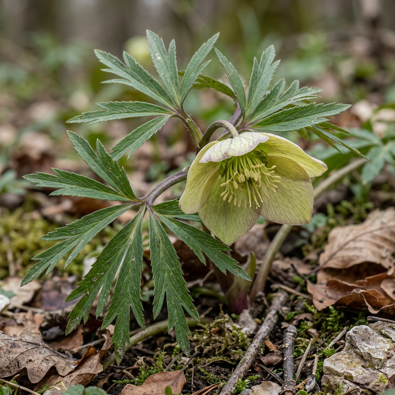 Nieswurz (Helleborus multifidus laxus), KI-Illustration