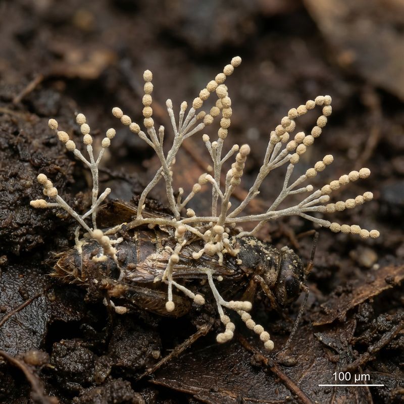 Paecilomyces-Schimmelpilz (Paecilomyces), KI-Illustration