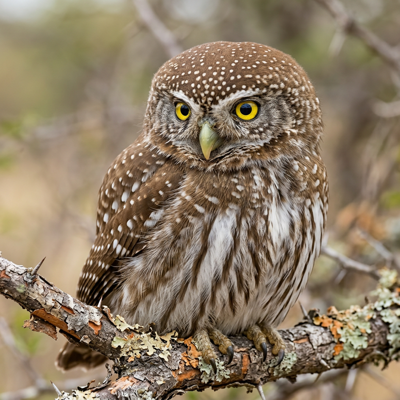 Perlzeiskauz (Glaucidium perlatum), KI-Illustration
