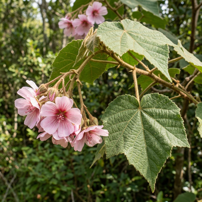 Pinker Wildbirnenbaum (Dombeya burgessiae), KI-Illustration