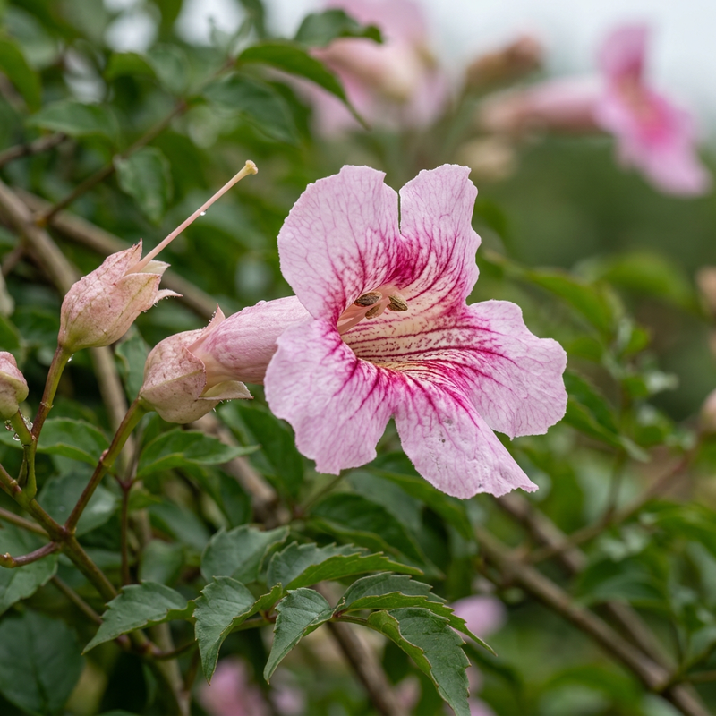 Rosa Trompetenwinde (Podranea ricasoliana), KI-Illustration