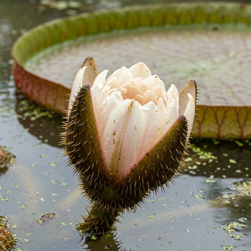 Santa-Cruz-Riesenseerose (Victoria cruziana), KI-Illustration
