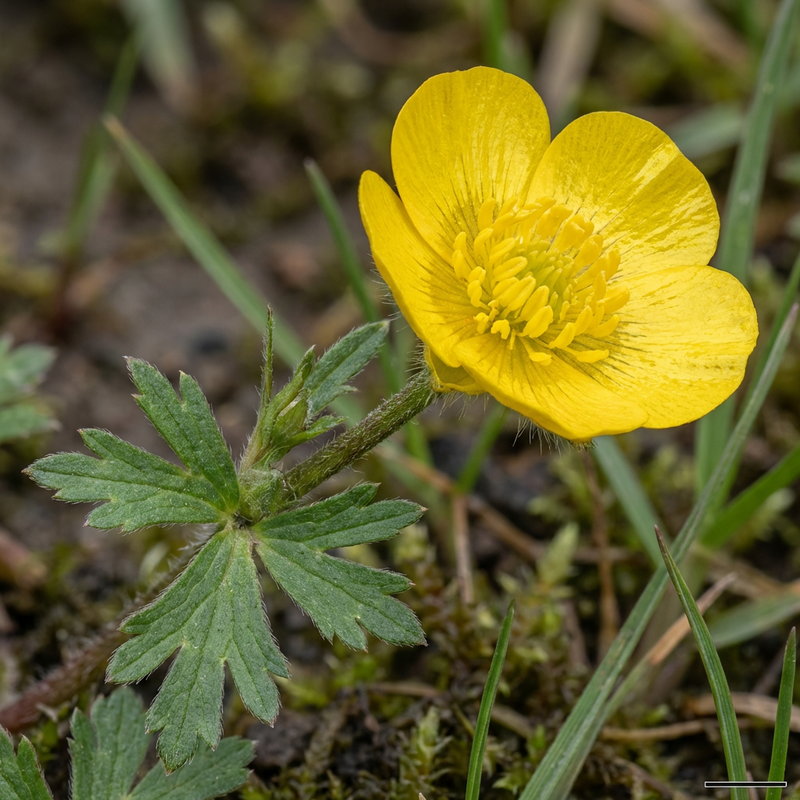Scharfer Hahnenfuß (Ranunculus acris), KI-Illustration