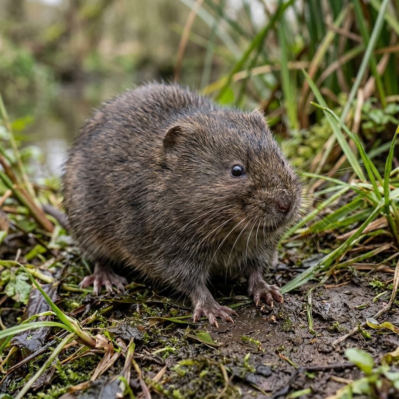 Schermaus (Arvicola amphibius), KI-Illustration