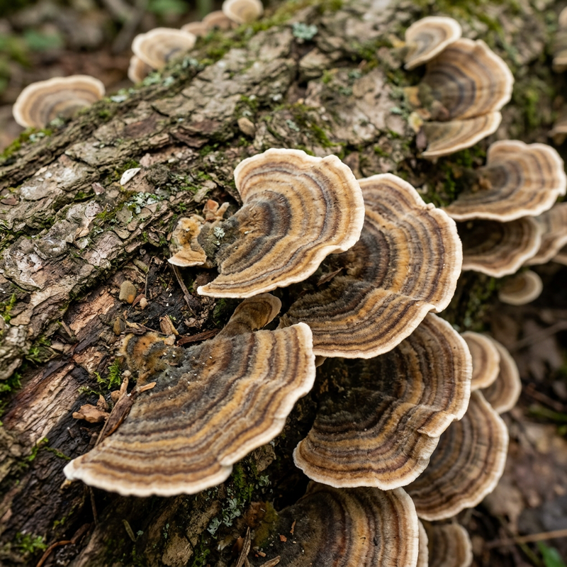 Schmetterlings-Tramete (Trametes versicolor), KI-Illustration