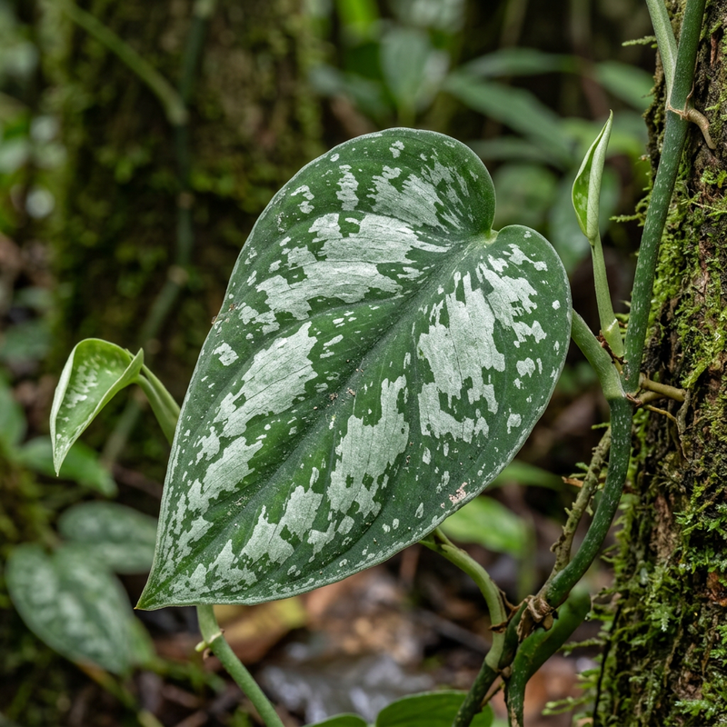 Silber-Efeutute (Scindapsus pictus), KI-Illustration