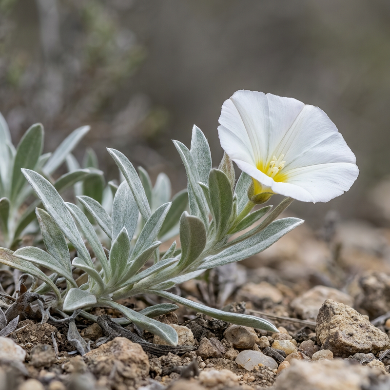 Silberwinde (Convolvulus cneorum), KI-Illustration