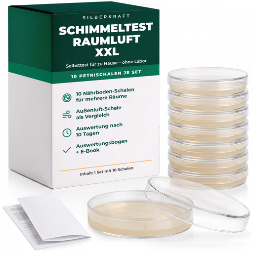 Silberkraft Schimmeltest Raumluft XXL – Selbsttest mit 10 Petrischalen für zu Hause