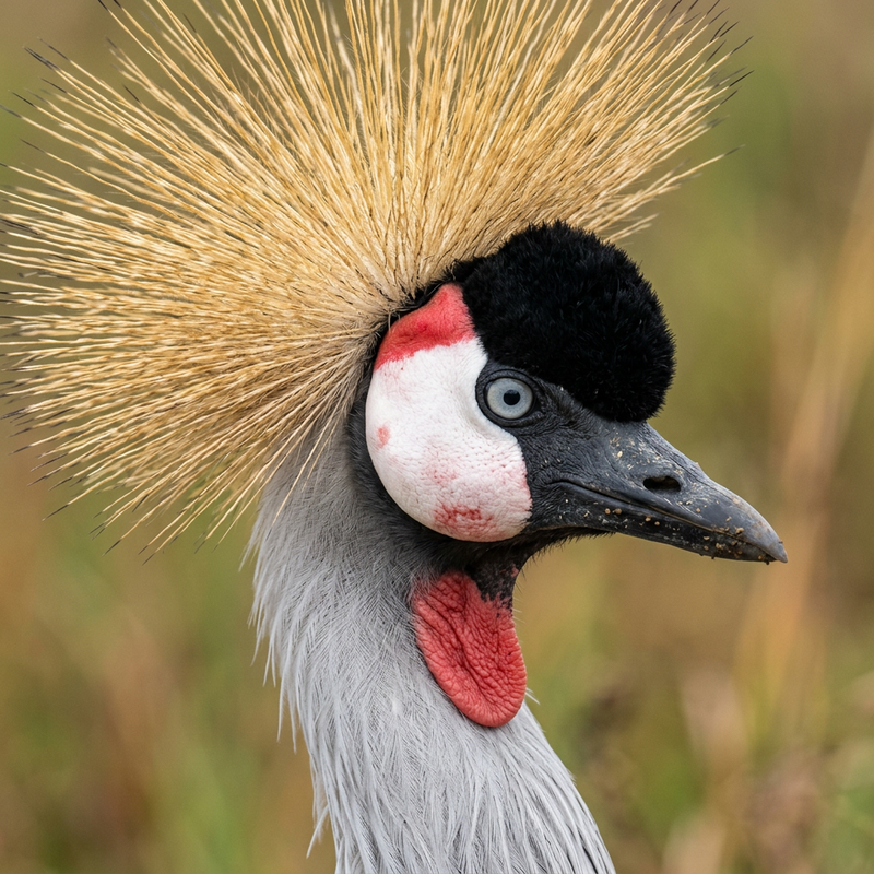 Südafrika-Kronenkranich (Balearica regulorum), KI-Illustration