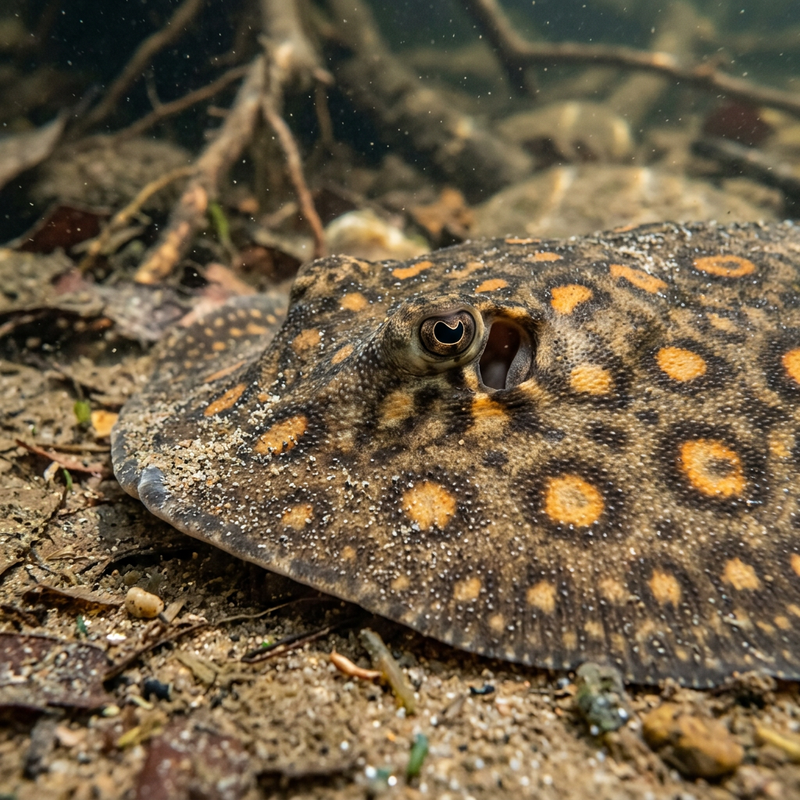 Süßwasserrochen (Potamotrygon), KI-Illustration