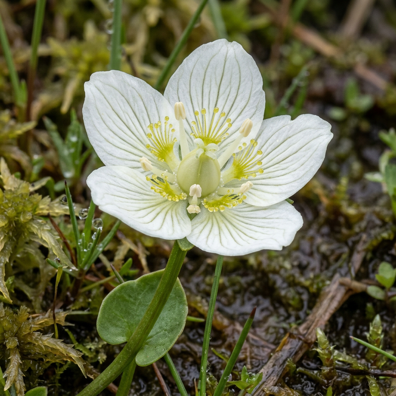 Sumpf-Herzblatt (Parnassia palustris), KI-Illustration