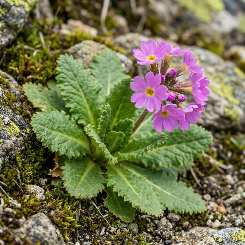 Unbestimmte Pflanze (Wurzelballen) (Primula daonensis), KI-Illustration