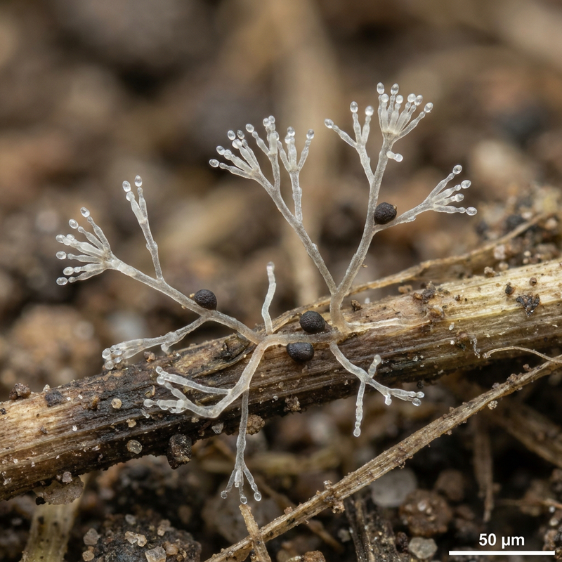 Verticillium-Welke (Verticillium dahliae), KI-Illustration