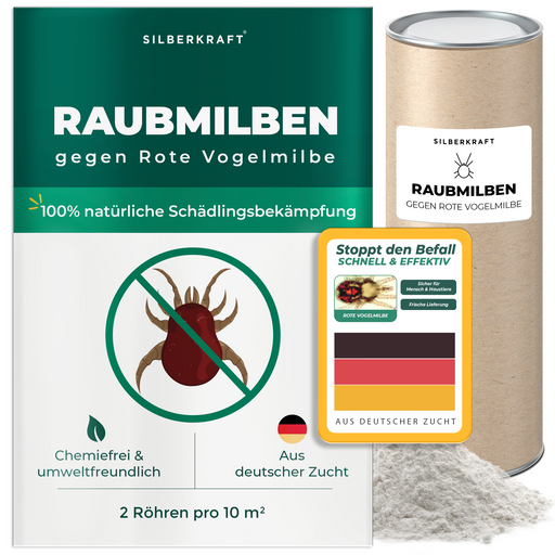 Raubmilben gegen Rote Vogelmilbe - 2 Röhren pro 10 m² - Silberkraft
