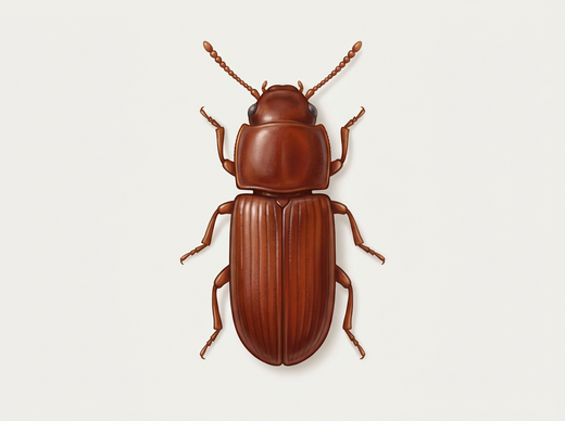 Rotbrauner Leistenkopfplattkäfer (Cryptolestes ferrugineus) von oben