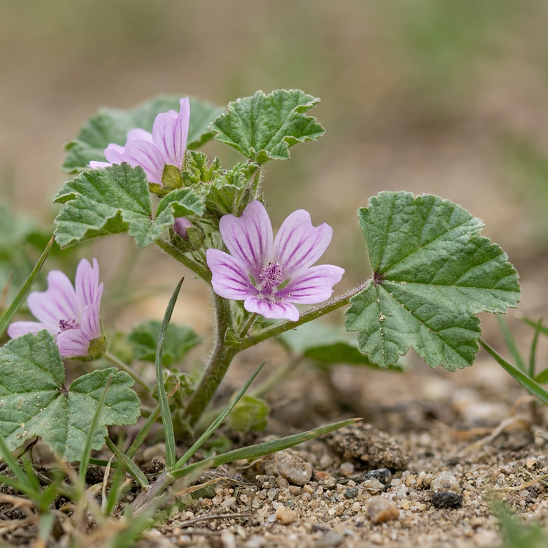 Weg-Malve (Malva neglecta), KI-Illustration