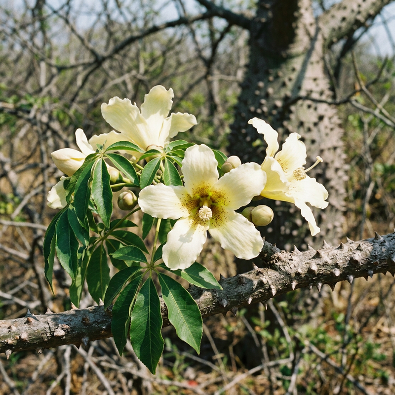 Weißer Seidenwollbaum (Ceiba chodatii), KI-Illustration