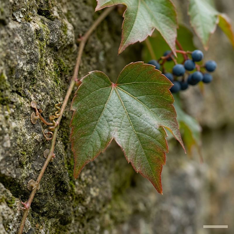 Wilder Wein (Parthenocissus), KI-Illustration