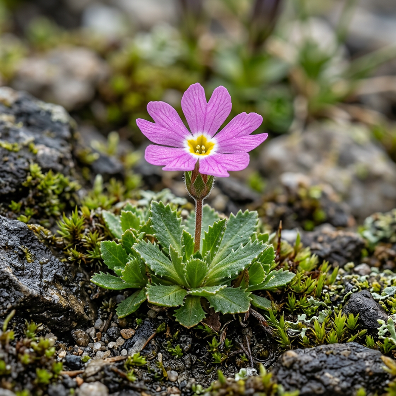 Zwerg-Primel (Primula minima), KI-Illustration